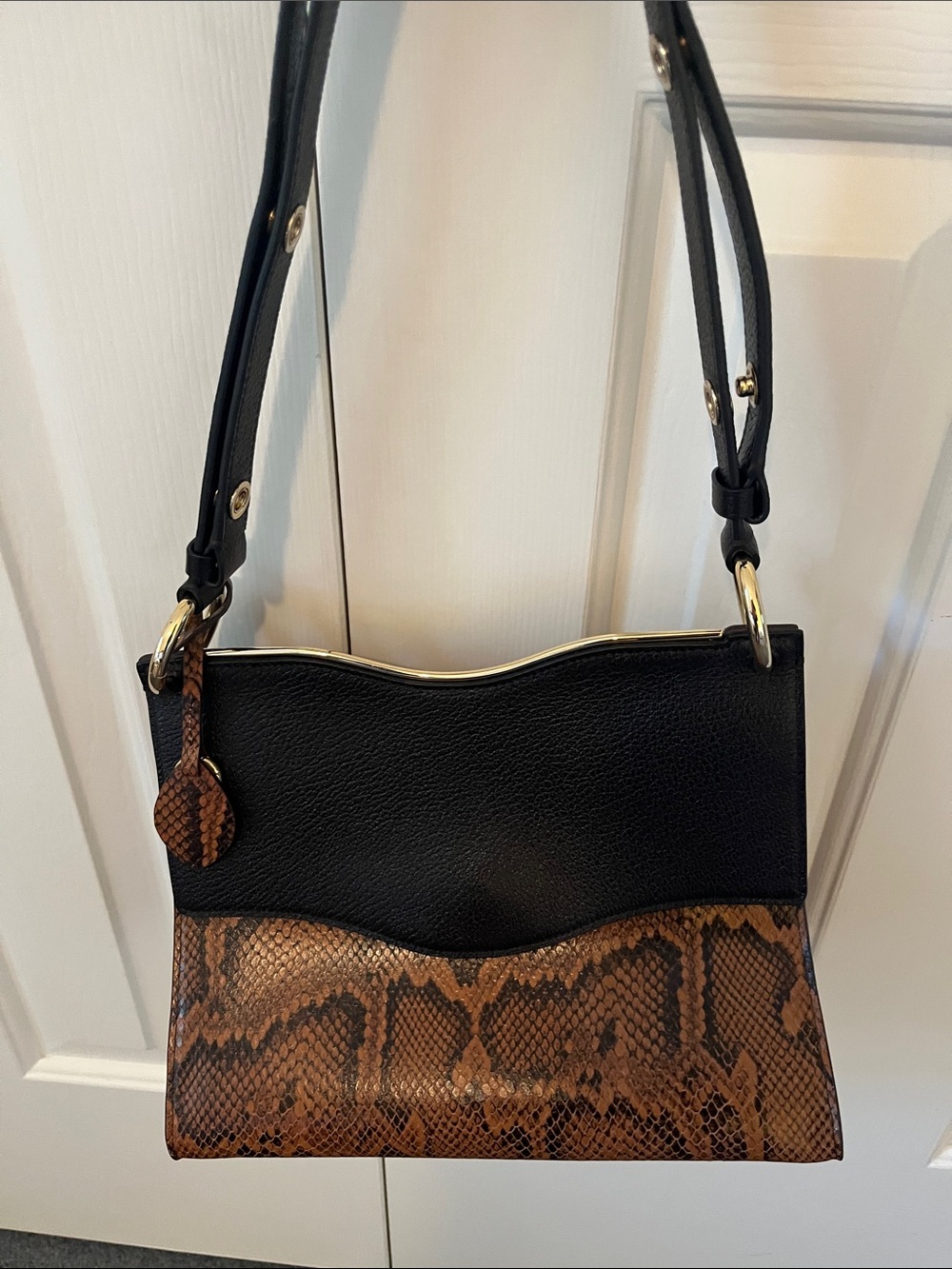 NWOT never worn Rebecca Minkoff Black and Brown Snake-Print Shoulder Bag